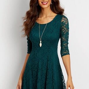 Maurices Green Long Sleeve Lace Dress